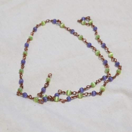 Deborah Kelly's Wire Wrapped Beaded Chain - , Contemporary Wire Jewelry, Loops, Wire Loop, Wrapped Wire Loop, Wire Wrapping, Wrapping, Wire Wrapping Jewelry, Continue adding links on the chain 